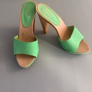 Baldinini Italy Suede Open Toe Spring Green Clogs EU36